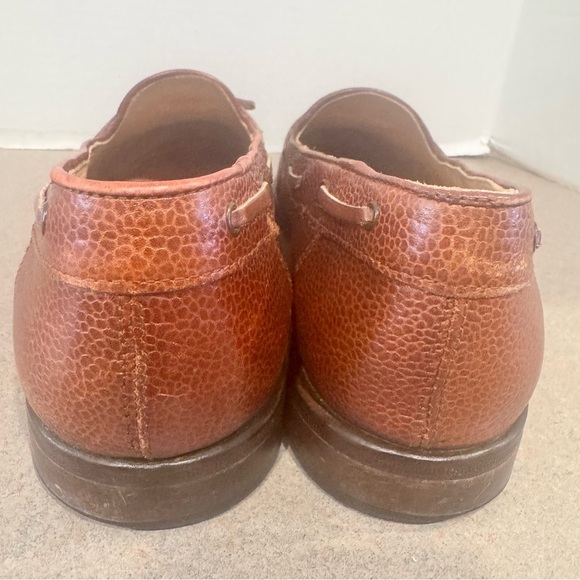 Zelli Men’s Pebbled Leather Cognac Size 10 Italian Loafers - Picture 8 of 9